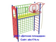 Ворота  футбольные с сеткой с баскетбольным щитом и кольцом (комплекс) ВВ-14