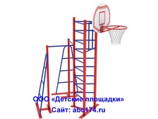 Баскетбольный щит с кольцом  на стойке с турником СБ-25